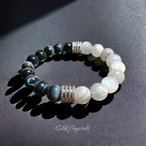 Men's AAA Blue Tiger Eye Bracelet 10mm - Picture 4 of 9